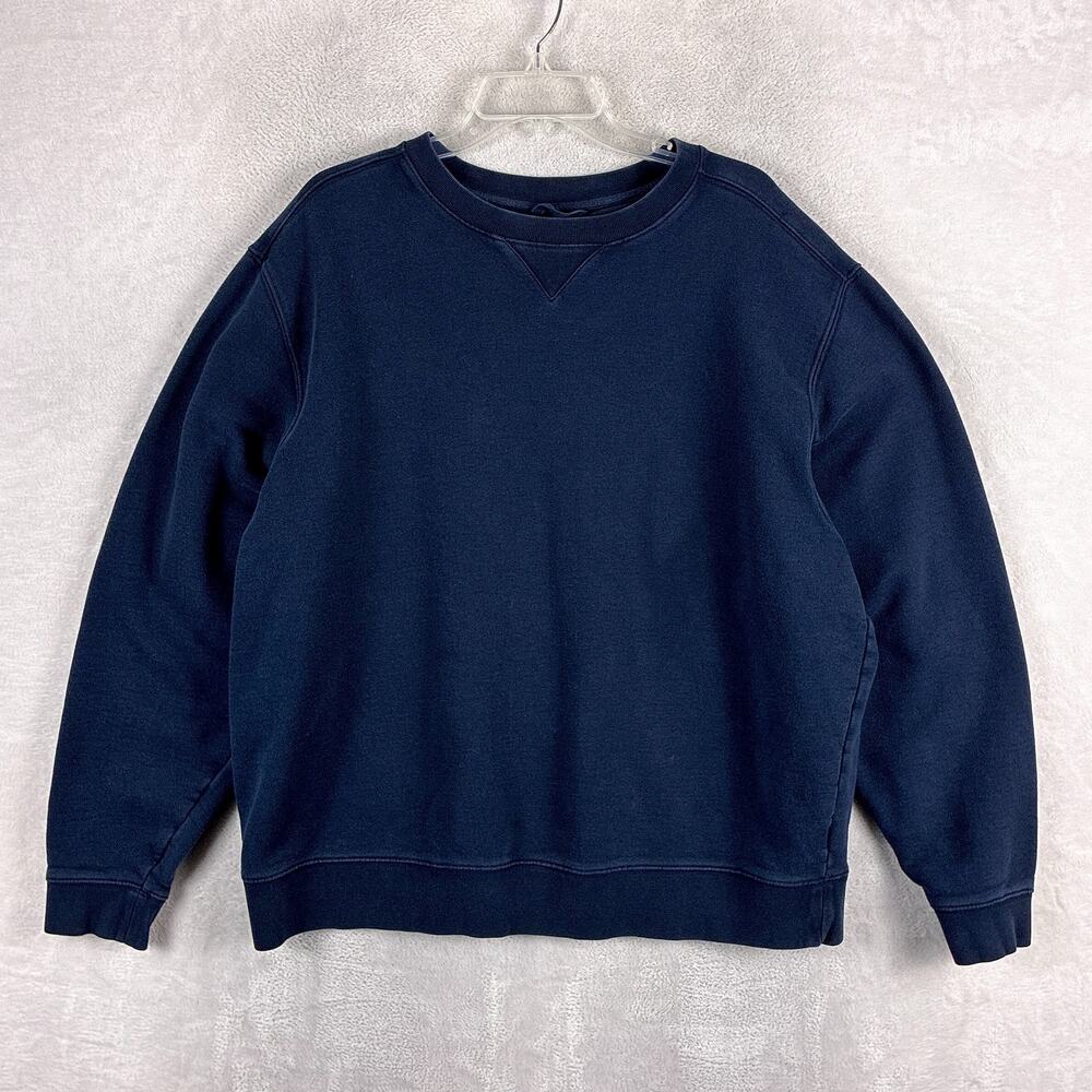LL Bean Sweatshirt Mens XL Navy Blank V-Stitch Crewneck VTG Style Preppy Classic